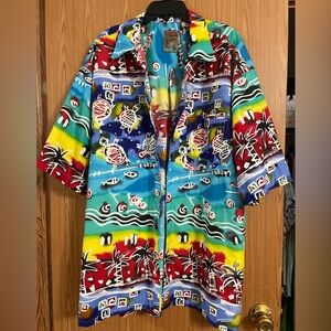 Men's Tropical Print Short Sleeve Button-Down Shirt - Multicolor